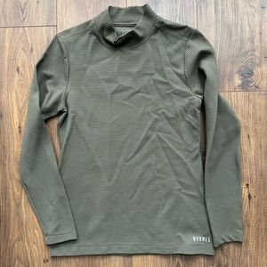 Nobull womens waffle long sleeve, size medium, color army green